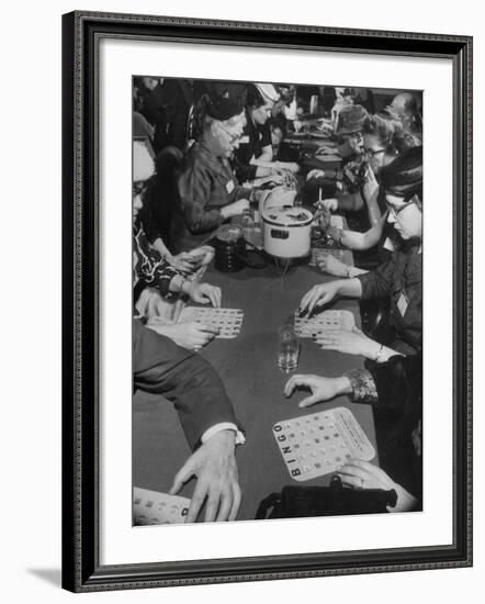 Bingo Game Being Held for Gift Show at La Salle Hotel-null-Framed Photographic Print