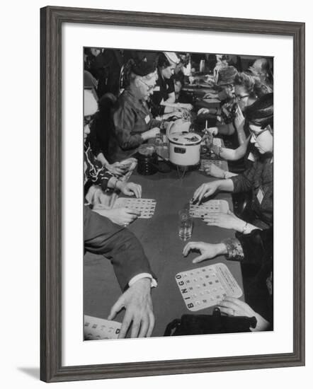 Bingo Game Being Held for Gift Show at La Salle Hotel-null-Framed Photographic Print