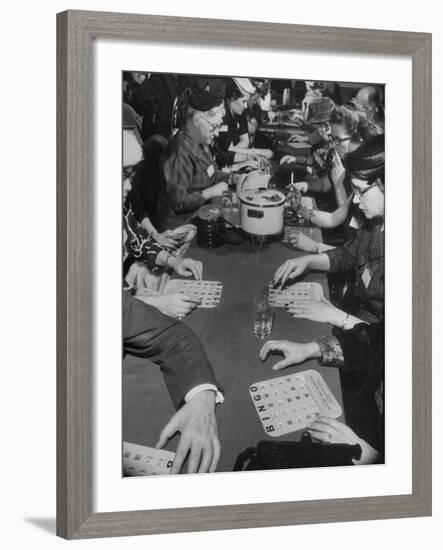 Bingo Game Being Held for Gift Show at La Salle Hotel-null-Framed Photographic Print