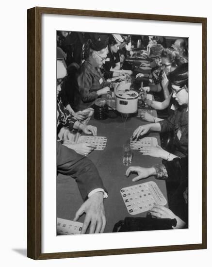 Bingo Game Being Held for Gift Show at La Salle Hotel-null-Framed Photographic Print