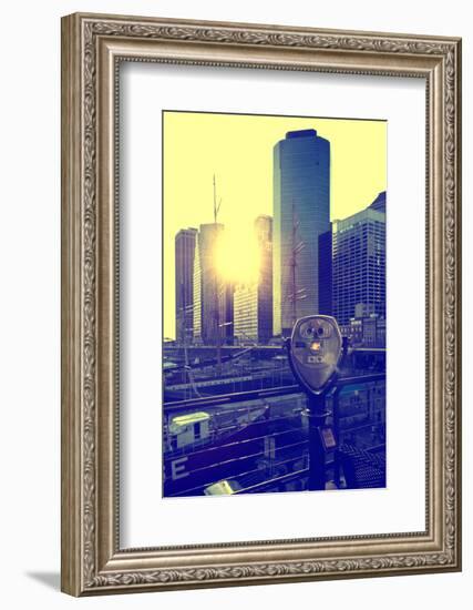 Binoculars on the Pier 17 - Sunset - Manhattan - New York City - United States-Philippe Hugonnard-Framed Photographic Print