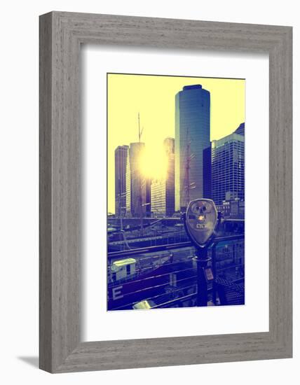 Binoculars on the Pier 17 - Sunset - Manhattan - New York City - United States-Philippe Hugonnard-Framed Photographic Print