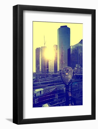 Binoculars on the Pier 17 - Sunset - Manhattan - New York City - United States-Philippe Hugonnard-Framed Photographic Print