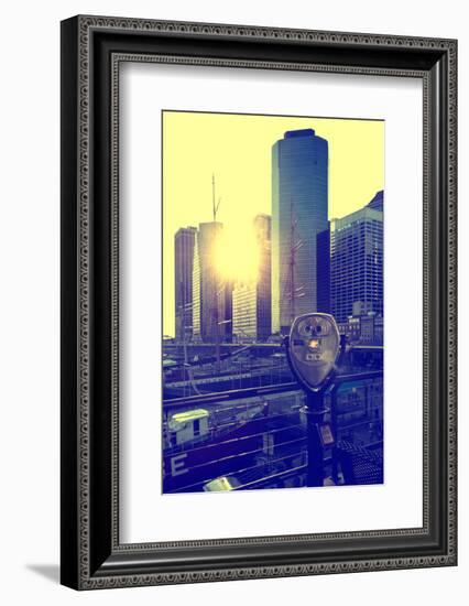 Binoculars on the Pier 17 - Sunset - Manhattan - New York City - United States-Philippe Hugonnard-Framed Photographic Print