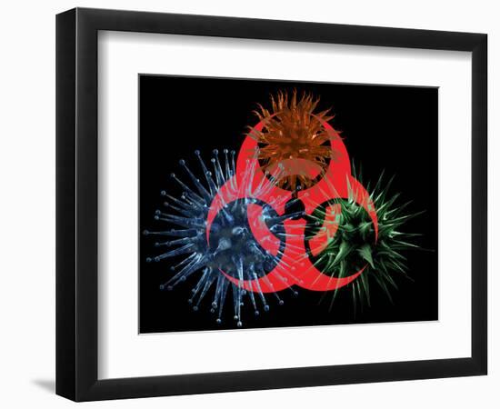 Biohazard Symbol And Viruses-Laguna Design-Framed Premium Photographic Print