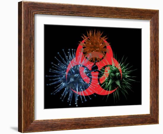 Biohazard Symbol And Viruses-Laguna Design-Framed Photographic Print