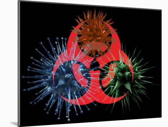 Biohazard Symbol And Viruses-Laguna Design-Mounted Photographic Print