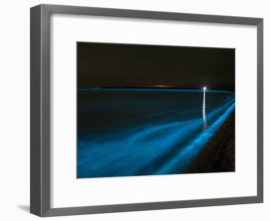 Bioluminescence in Waves in the Gippsland Lakes, Victoria, Australia-Stocktrek Images-Framed Photographic Print