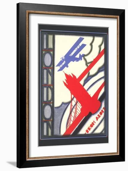 Biplane over London Bridge--Framed Art Print