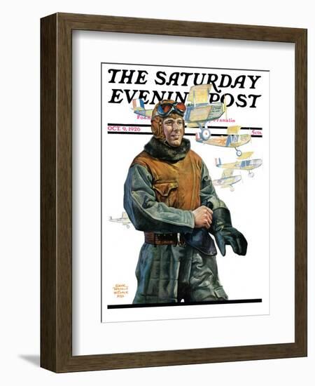 "Biplane Pilot," Saturday Evening Post Cover, October 9, 1926-Edgar Franklin Wittmack-Framed Giclee Print