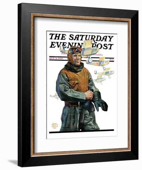 "Biplane Pilot," Saturday Evening Post Cover, October 9, 1926-Edgar Franklin Wittmack-Framed Giclee Print