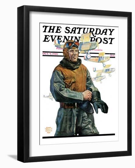 "Biplane Pilot," Saturday Evening Post Cover, October 9, 1926-Edgar Franklin Wittmack-Framed Giclee Print