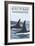 Birch Bay, Washington, Orca Fins-Lantern Press-Framed Art Print