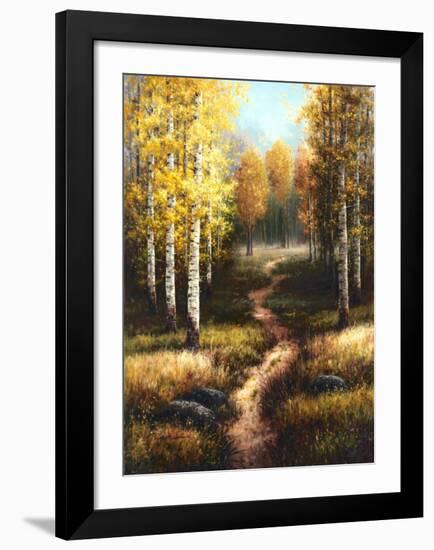 Birch Path-Arcobaleno-Framed Art Print