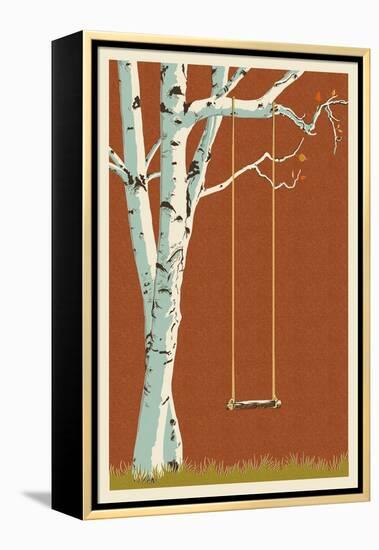 Birch Tree-Lantern Press-Framed Stretched Canvas