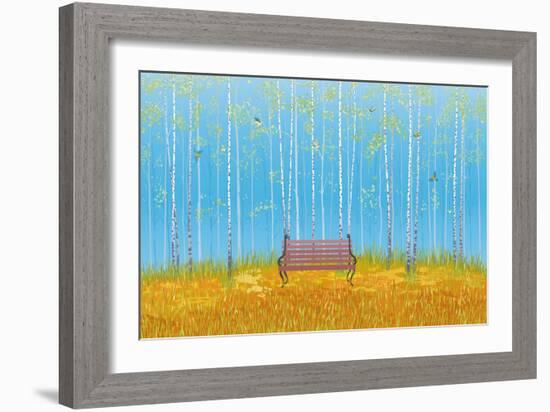 Birch Trees in the Fall-Milovelen-Framed Art Print