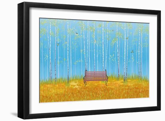 Birch Trees in the Fall-Milovelen-Framed Art Print