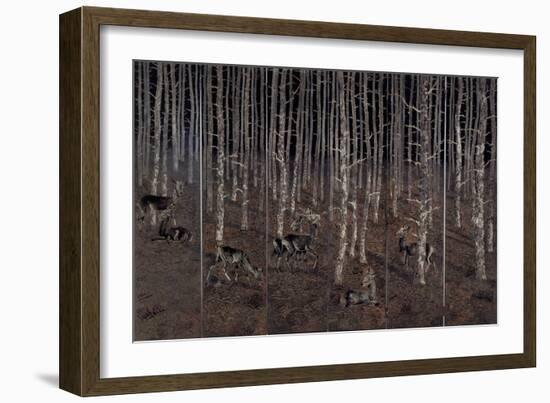 Birch Wood Screen with Six Doors-Jean Dunand-Framed Giclee Print