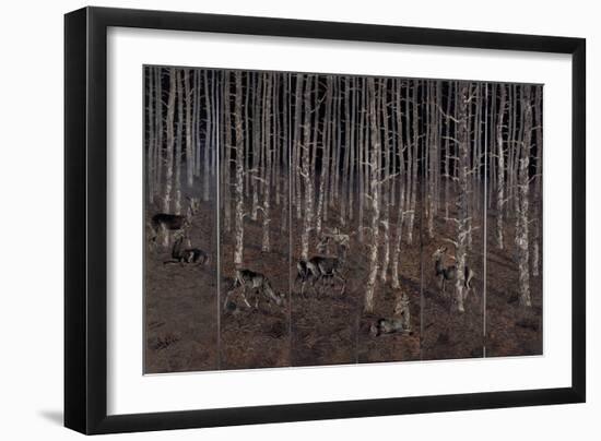 Birch Wood Screen with Six Doors-Jean Dunand-Framed Giclee Print