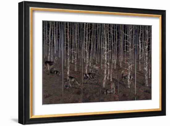 Birch Wood Screen with Six Doors-Jean Dunand-Framed Giclee Print