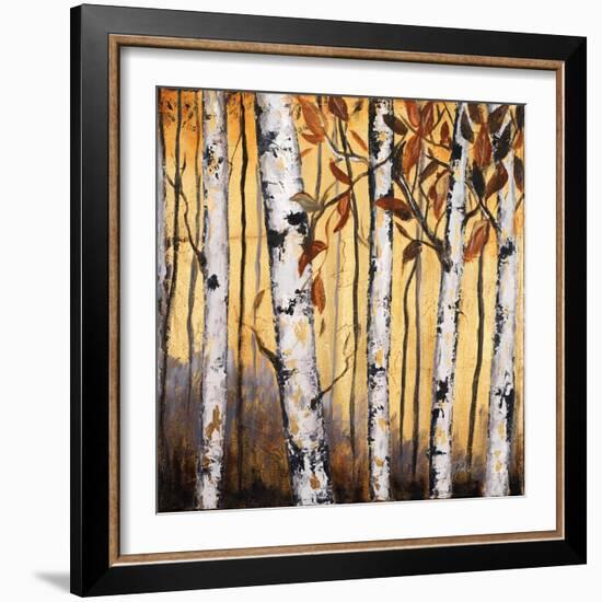 Birchwood Trees on Gold II-Patricia Pinto-Framed Art Print