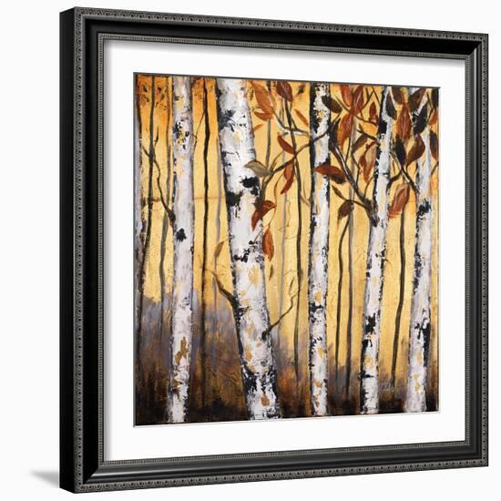 Birchwood Trees on Gold II-Patricia Pinto-Framed Art Print