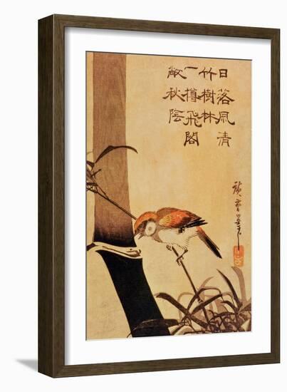 Bird and Bamboo, circa 1830-Ando Hiroshige-Framed Giclee Print