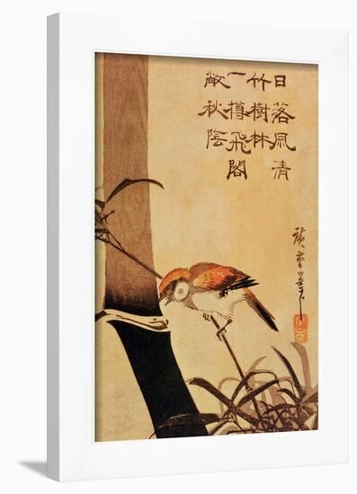 Bird and Bamboo, circa 1830-Ando Hiroshige-Framed Giclee Print