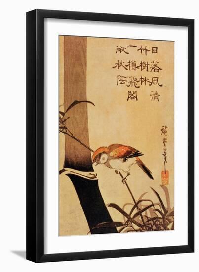 Bird and Bamboo, circa 1830-Ando Hiroshige-Framed Giclee Print