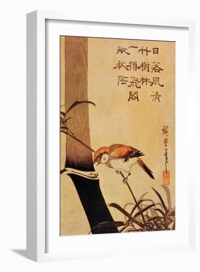 Bird and Bamboo, circa 1830-Ando Hiroshige-Framed Giclee Print