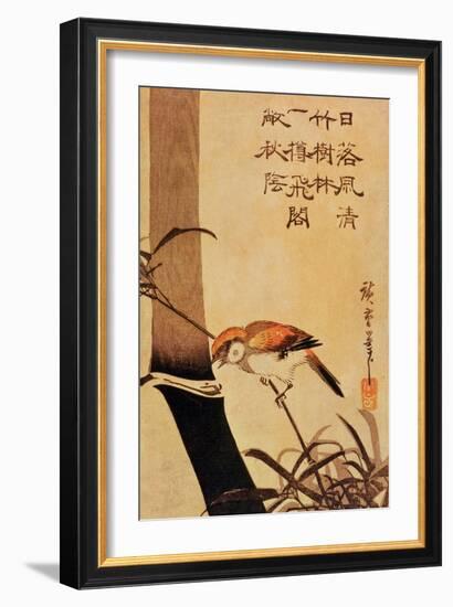 Bird and Bamboo, circa 1830-Ando Hiroshige-Framed Giclee Print