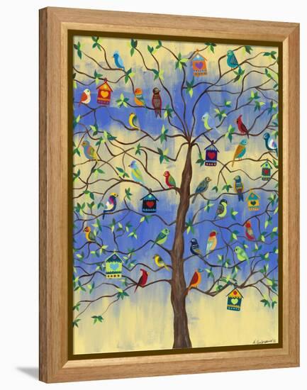 Bird and Bird Houses on Tree-Kerri Ambrosino-Framed Premier Image Canvas