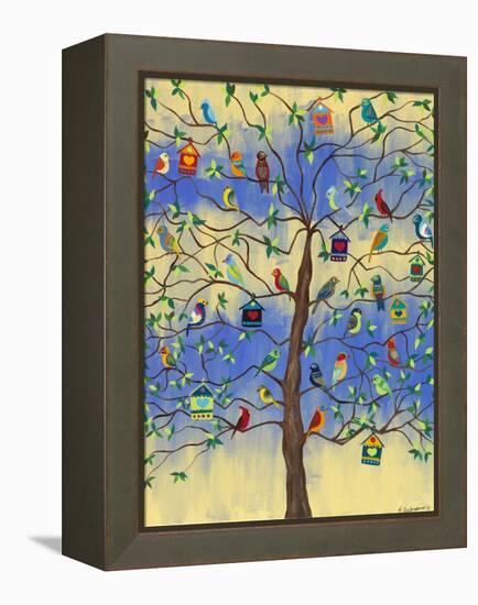 Bird and Bird Houses on Tree-Kerri Ambrosino-Framed Premier Image Canvas