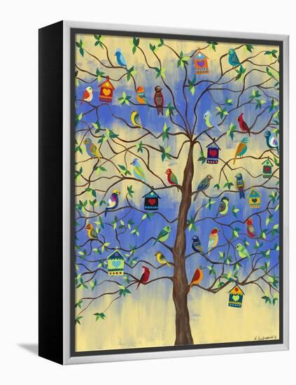 Bird and Bird Houses on Tree-Kerri Ambrosino-Framed Premier Image Canvas