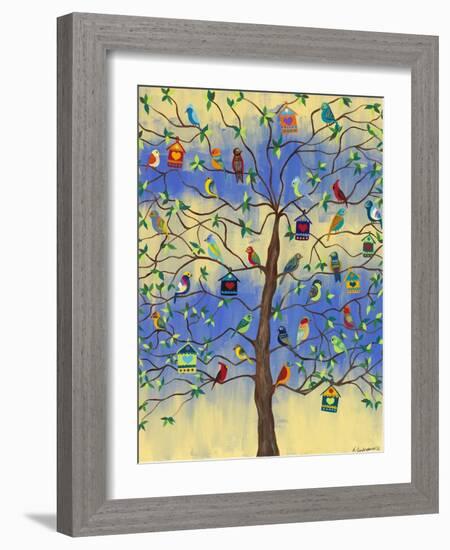 Bird and Bird Houses on Tree-Kerri Ambrosino-Framed Giclee Print