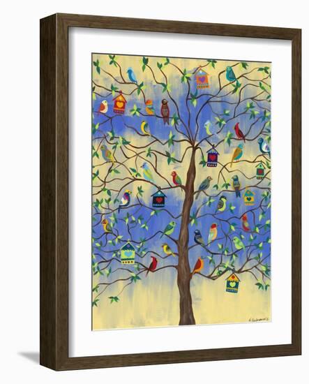 Bird and Bird Houses on Tree-Kerri Ambrosino-Framed Giclee Print