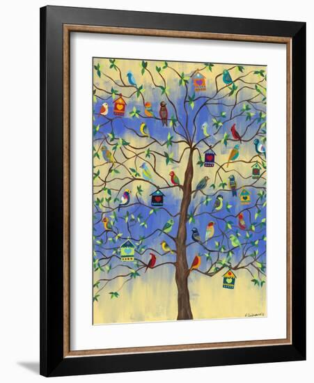 Bird and Bird Houses on Tree-Kerri Ambrosino-Framed Giclee Print