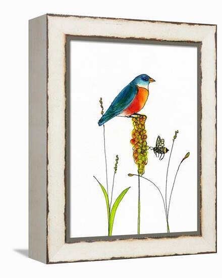 Bird and Honey Bee Print-Blenda Tyvoll-Framed Stretched Canvas