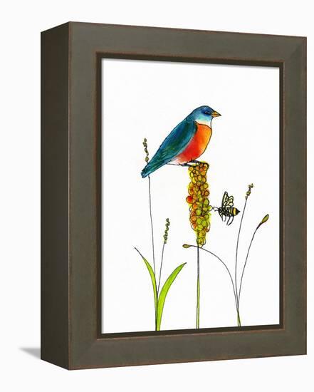 Bird and Honey Bee Print-Blenda Tyvoll-Framed Stretched Canvas