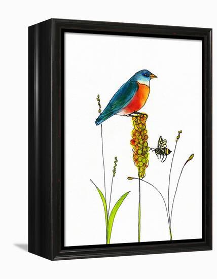 Bird and Honey Bee Print-Blenda Tyvoll-Framed Stretched Canvas