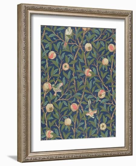 'Bird and Pomegranate' Wallpaper Design, printed by John Henry Dearle-William Morris-Framed Giclee Print