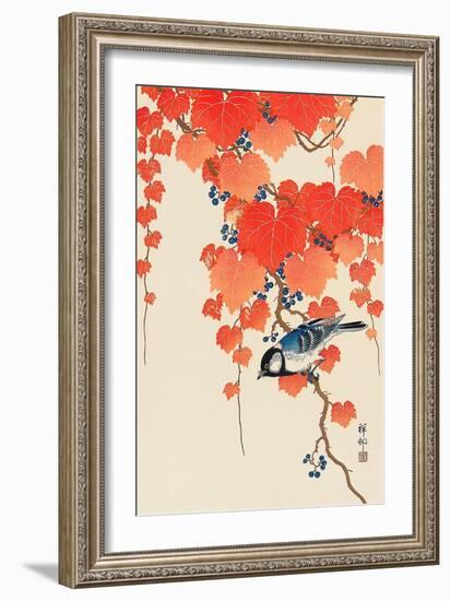 Bird and Red Ivy-Koson Ohara-Framed Giclee Print