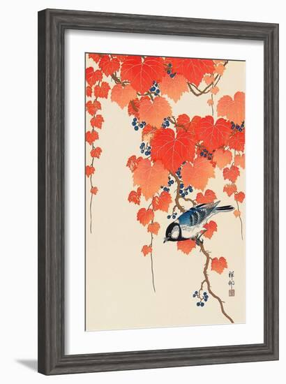 Bird and Red Ivy-Koson Ohara-Framed Giclee Print