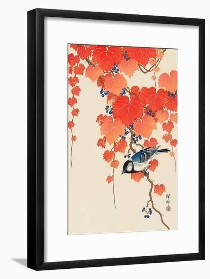 Bird and Red Ivy-Koson Ohara-Framed Giclee Print