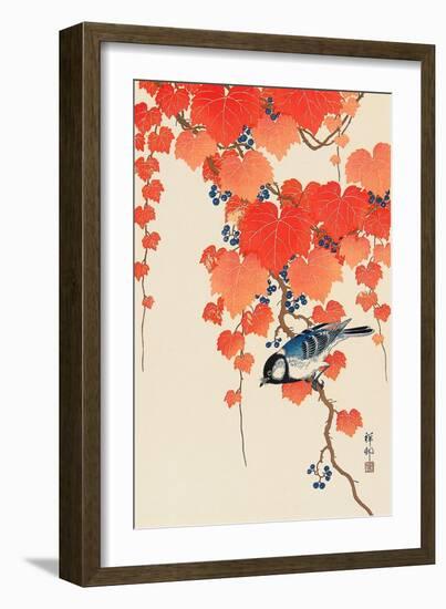 Bird and Red Ivy-Koson Ohara-Framed Giclee Print