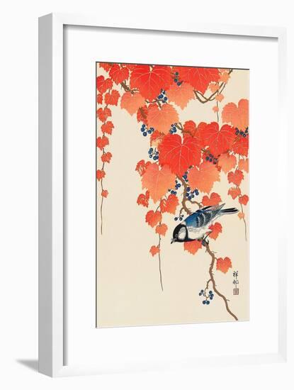 Bird and Red Ivy-Koson Ohara-Framed Giclee Print