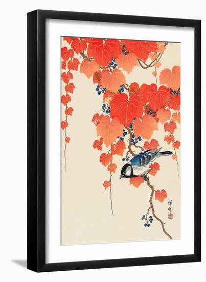 Bird and Red Ivy-Koson Ohara-Framed Giclee Print