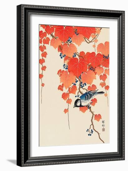 Bird and Red Ivy-Koson Ohara-Framed Giclee Print