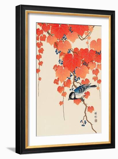 Bird and Red Ivy-Koson Ohara-Framed Giclee Print