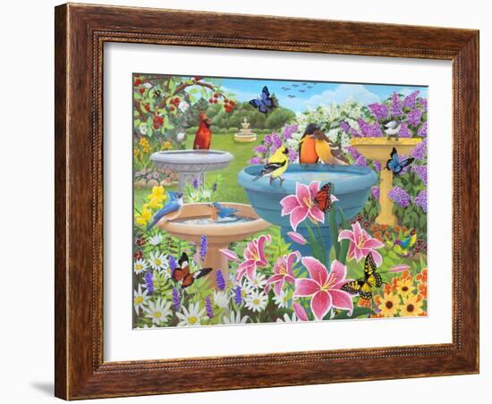 Bird Bath Haven-Kathy Kehoe Bambeck-Framed Giclee Print